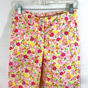 Lilly Pulitzer Pink Floral Pique Crop Pants